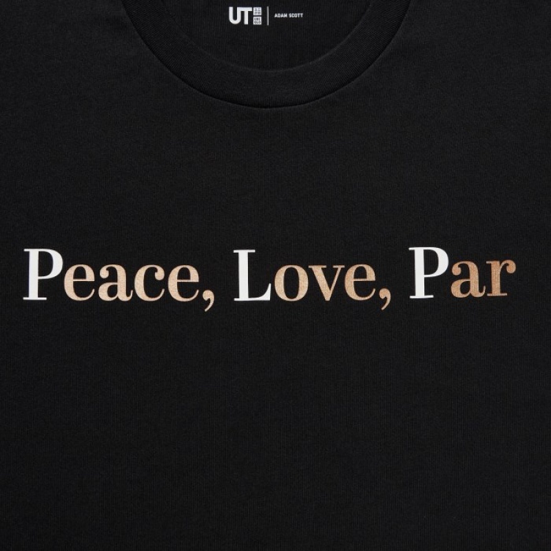 T Shirts Uniqlo PEACE FOR ALL Short-Sleeve Graphic Adam Scott Femme Noir | 8092705