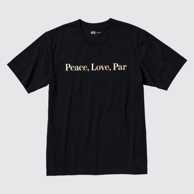 T Shirts Uniqlo PEACE FOR ALL Short-Sleeve Graphic Adam Scott Femme Noir | 8092705