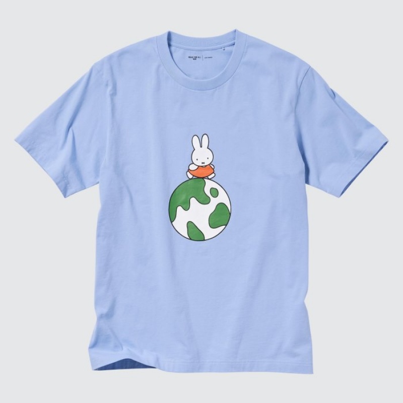 T Shirts Uniqlo PEACE FOR ALL Short-Sleeve Graphic Dick Bruna Femme Bleu | 4888623