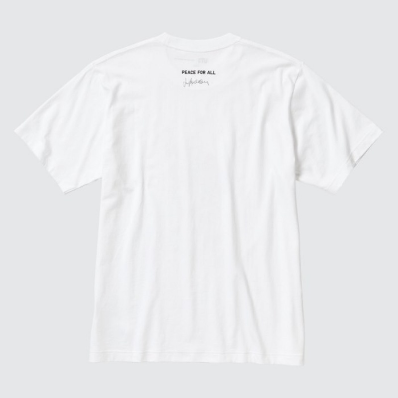 T Shirts Uniqlo PEACE FOR ALL Short-Sleeve Graphic JW Anderson Femme Blanche | 5599482