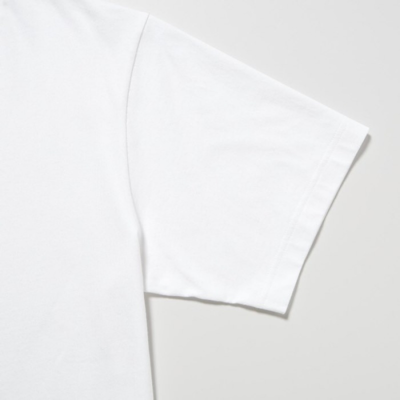 T Shirts Uniqlo PEACE FOR ALL Short-Sleeve Graphic JW Anderson Femme Blanche | 5599482