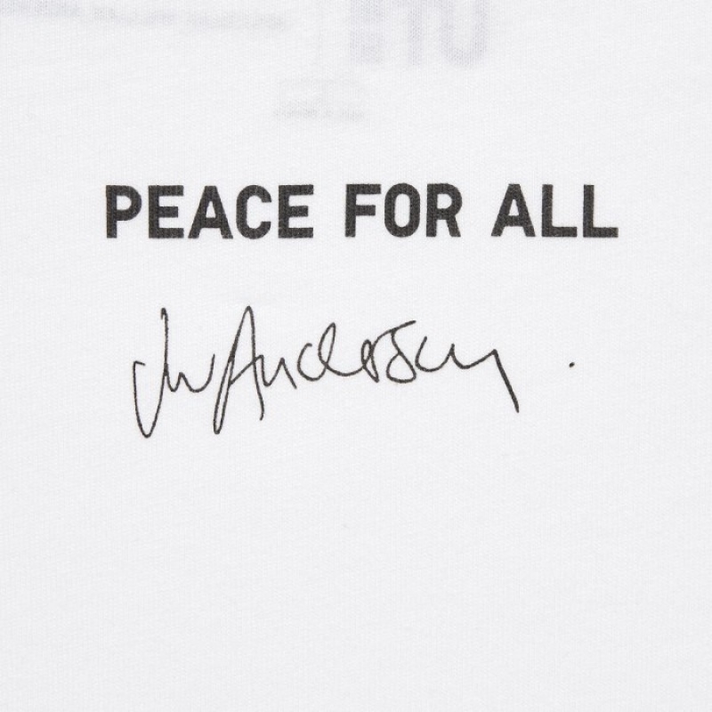 T Shirts Uniqlo PEACE FOR ALL Short-Sleeve Graphic JW Anderson Femme Blanche | 5599482