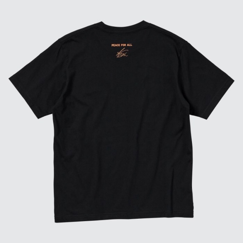 T Shirts Uniqlo PEACE FOR ALL Short-Sleeve Graphic Shingo Kunieda Femme Noir | 3527535
