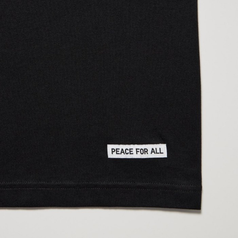 T Shirts Uniqlo PEACE FOR ALL Short-Sleeve Graphic Shingo Kunieda Femme Noir | 3527535