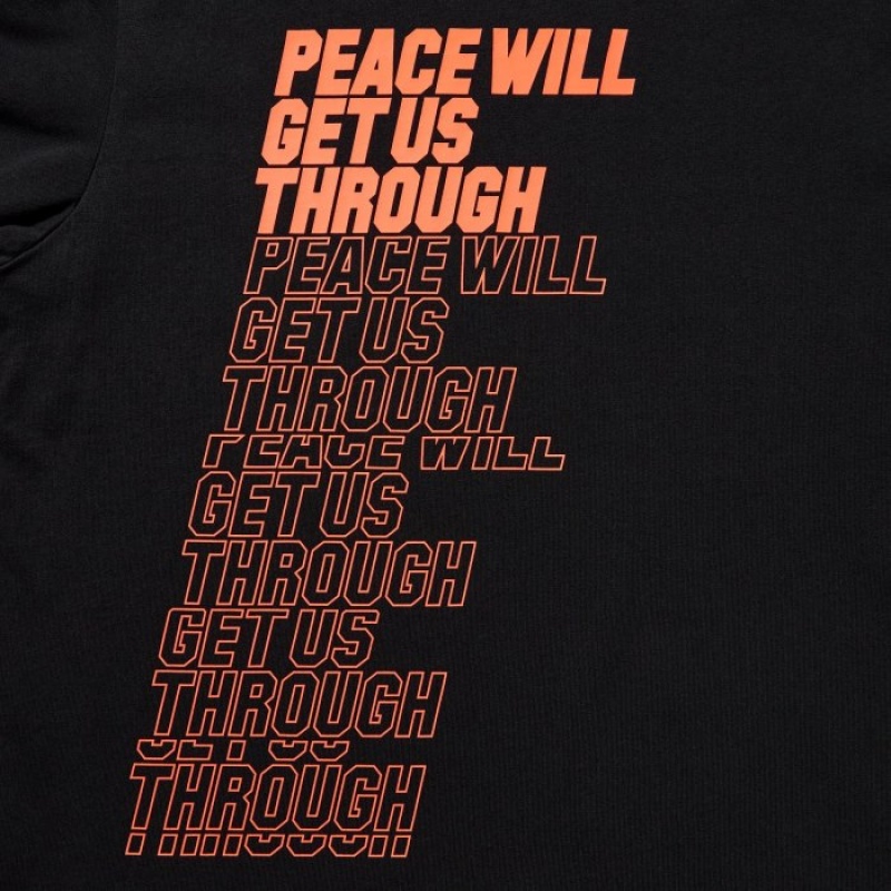 T Shirts Uniqlo PEACE FOR ALL Short-Sleeve Graphic Shingo Kunieda Femme Noir | 3527535