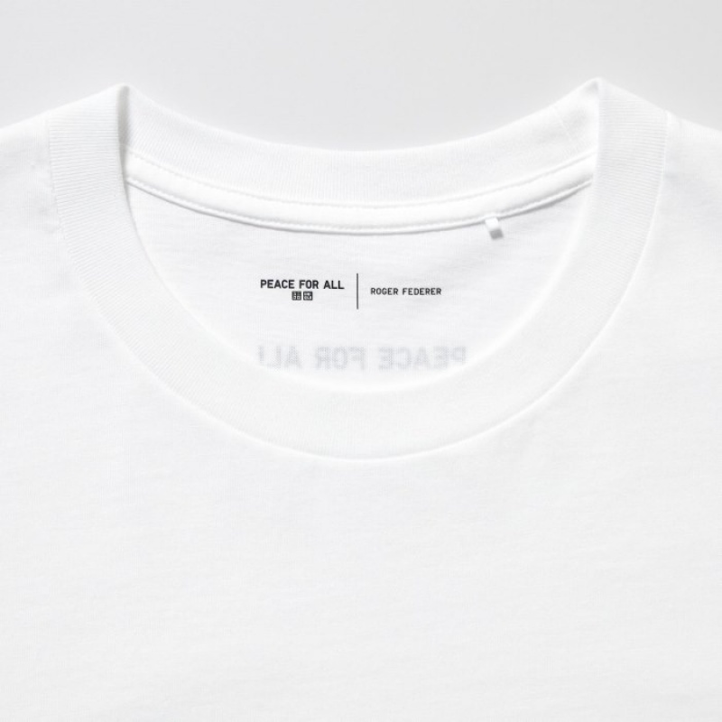 T Shirts Uniqlo PEACE FOR ALL Short-Sleeve Graphic Roger Federer Femme Blanche | 8537371
