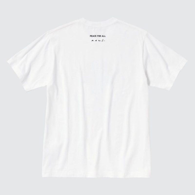 T Shirts Uniqlo PEACE FOR ALL Short-Sleeve Graphic Kaws Femme Blanche | 2467945