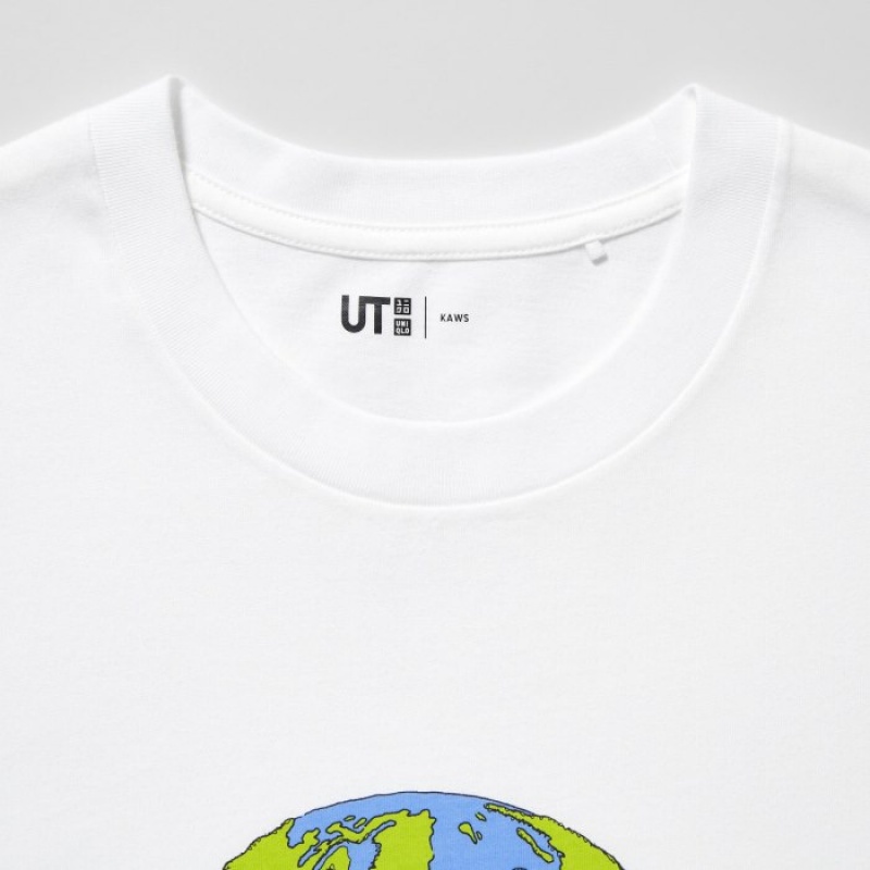 T Shirts Uniqlo PEACE FOR ALL Short-Sleeve Graphic Kaws Femme Blanche | 2467945