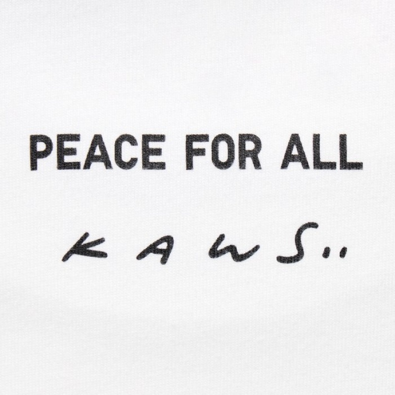 T Shirts Uniqlo PEACE FOR ALL Short-Sleeve Graphic Kaws Femme Blanche | 2467945