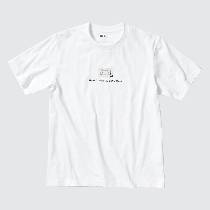 T Shirts Uniqlo PEACE FOR ALL Short-Sleeve Graphic Haruki Murakami Homme Blanche | 1644765