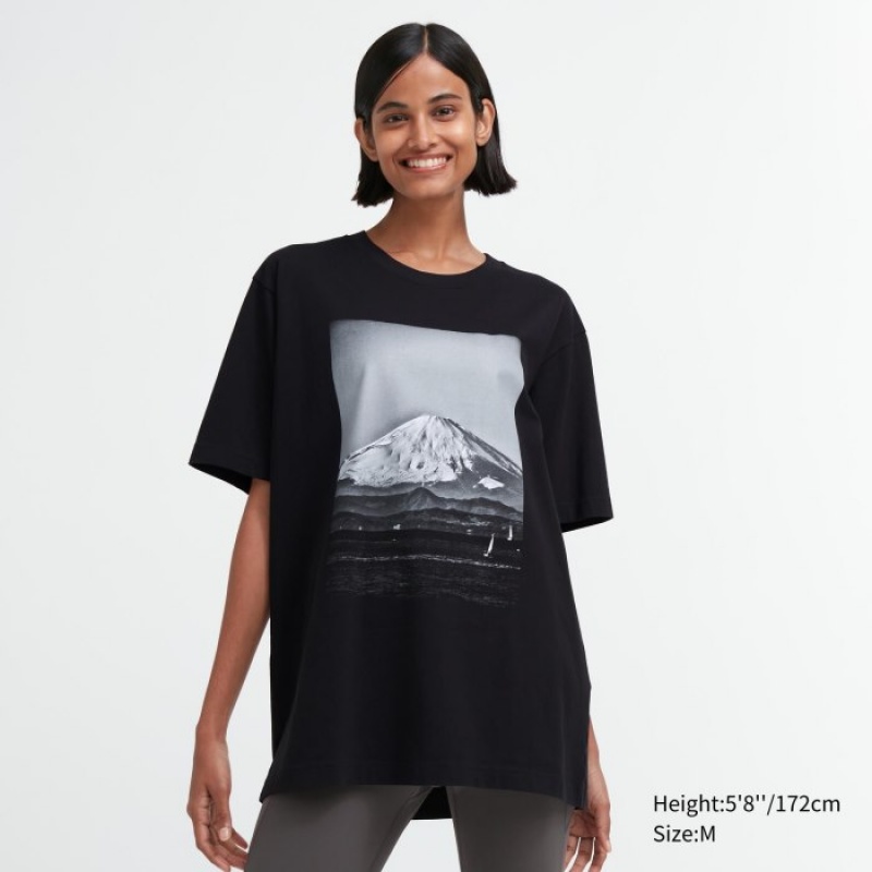 T Shirts Uniqlo PEACE FOR ALL Short-Sleeve Graphic Daido Moriyama Femme Noir | 204213