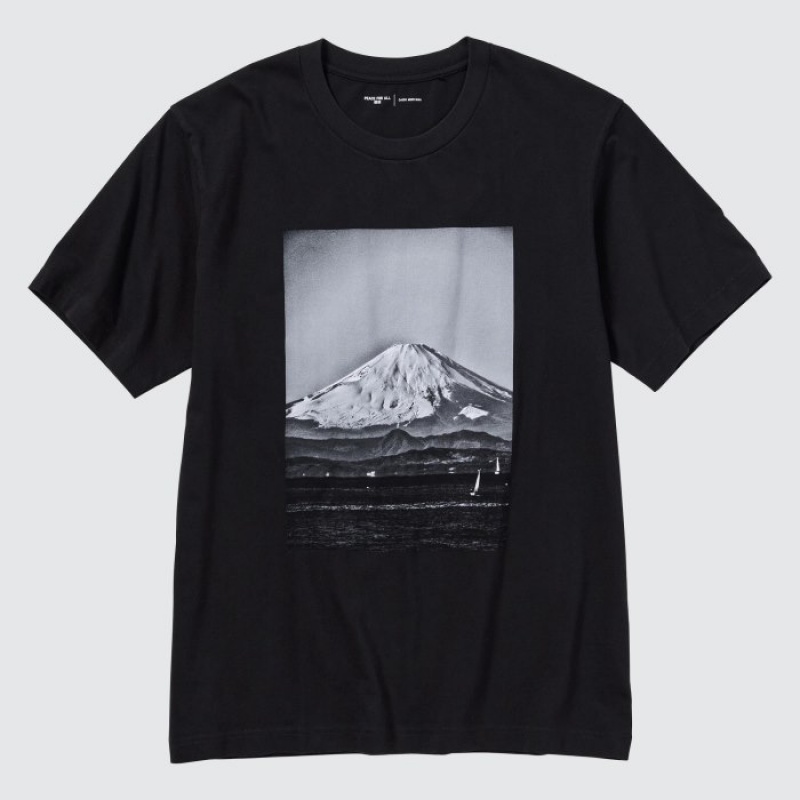 T Shirts Uniqlo PEACE FOR ALL Short-Sleeve Graphic Daido Moriyama Femme Noir | 204213