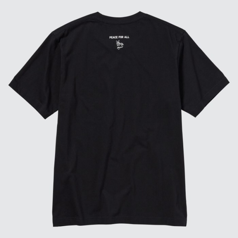 T Shirts Uniqlo PEACE FOR ALL Short-Sleeve Graphic Daido Moriyama Femme Noir | 204213