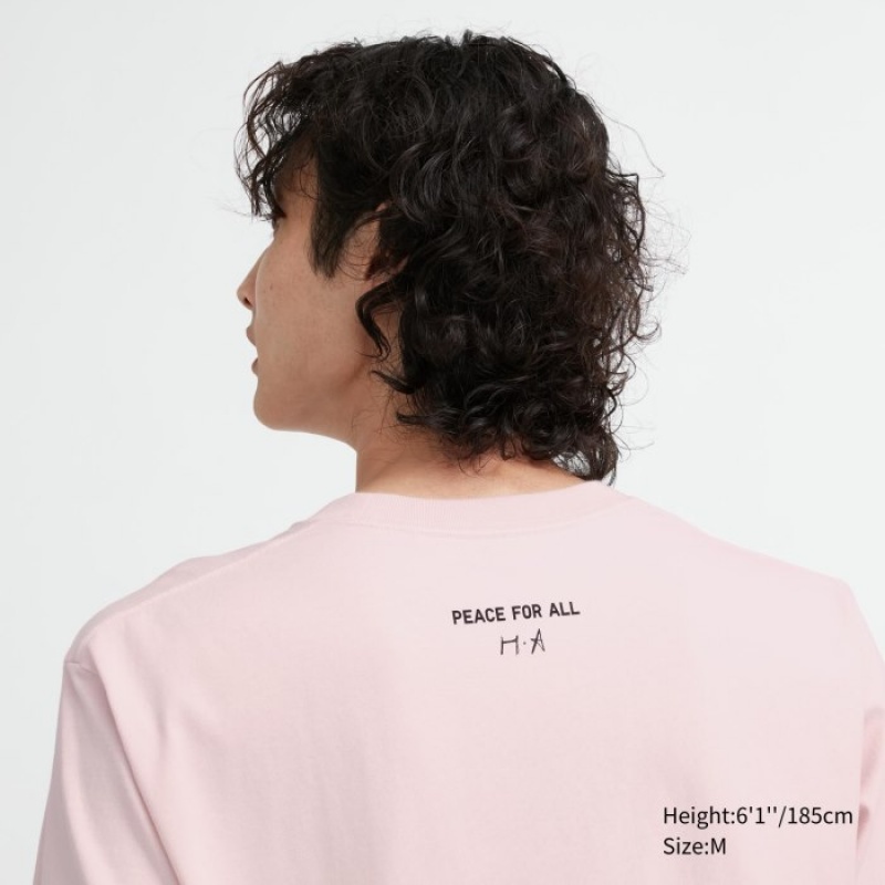 T Shirts Uniqlo PEACE FOR ALL Short-Sleeve Graphic Haruka Ayase Femme Rose | 5999