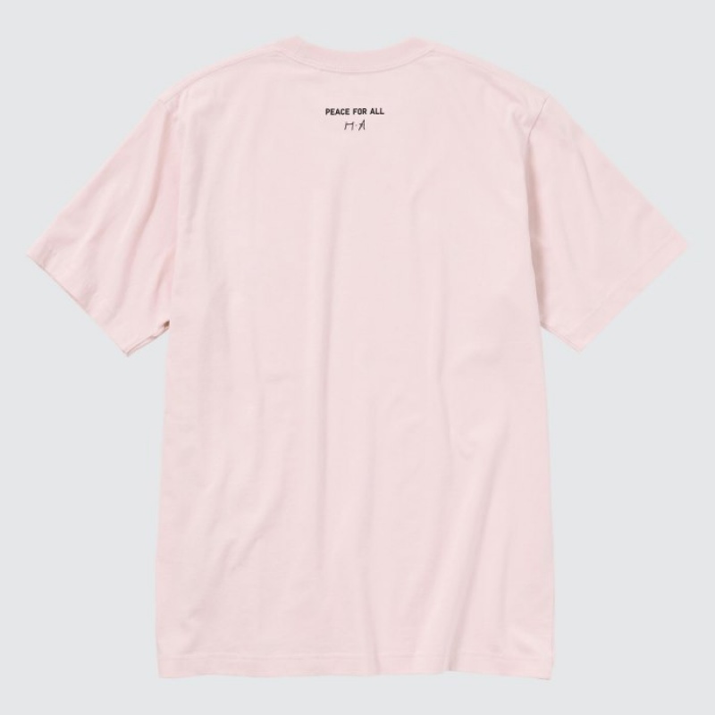 T Shirts Uniqlo PEACE FOR ALL Short-Sleeve Graphic Haruka Ayase Femme Rose | 5999