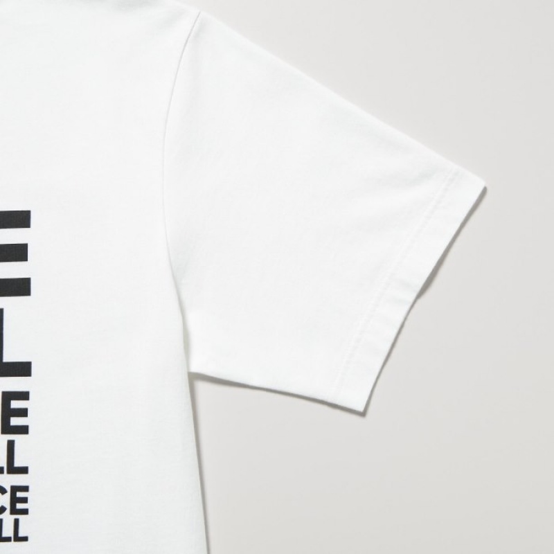 T Shirts Uniqlo PEACE FOR ALL Short-Sleeve Graphic Kashiwa Sato Femme Blanche | 7081175