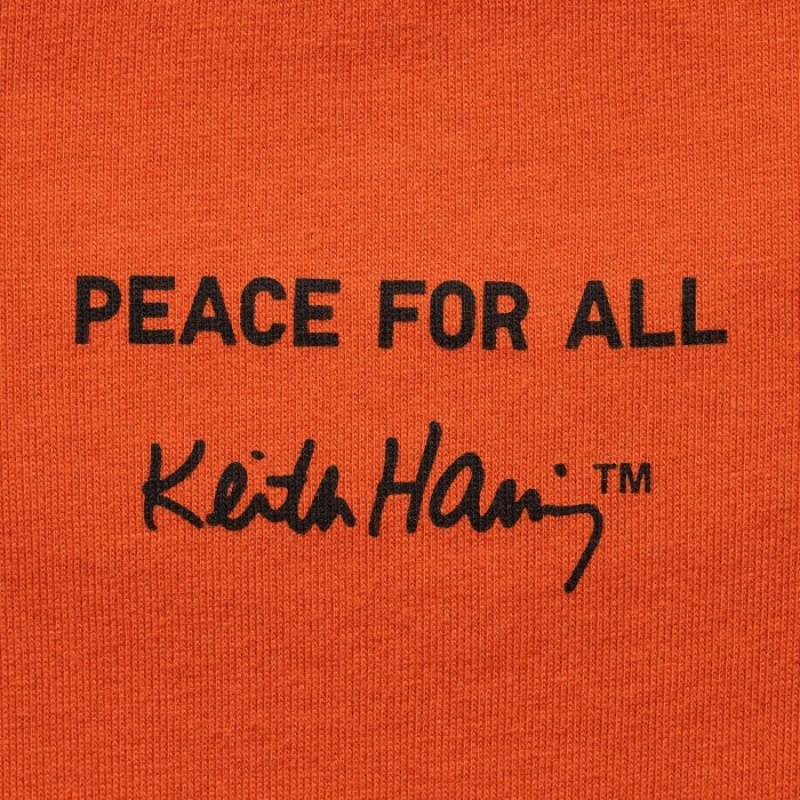 T Shirts Uniqlo PEACE FOR ALL Short-Sleeve Graphic Keith Haring Femme Orange | 7014432