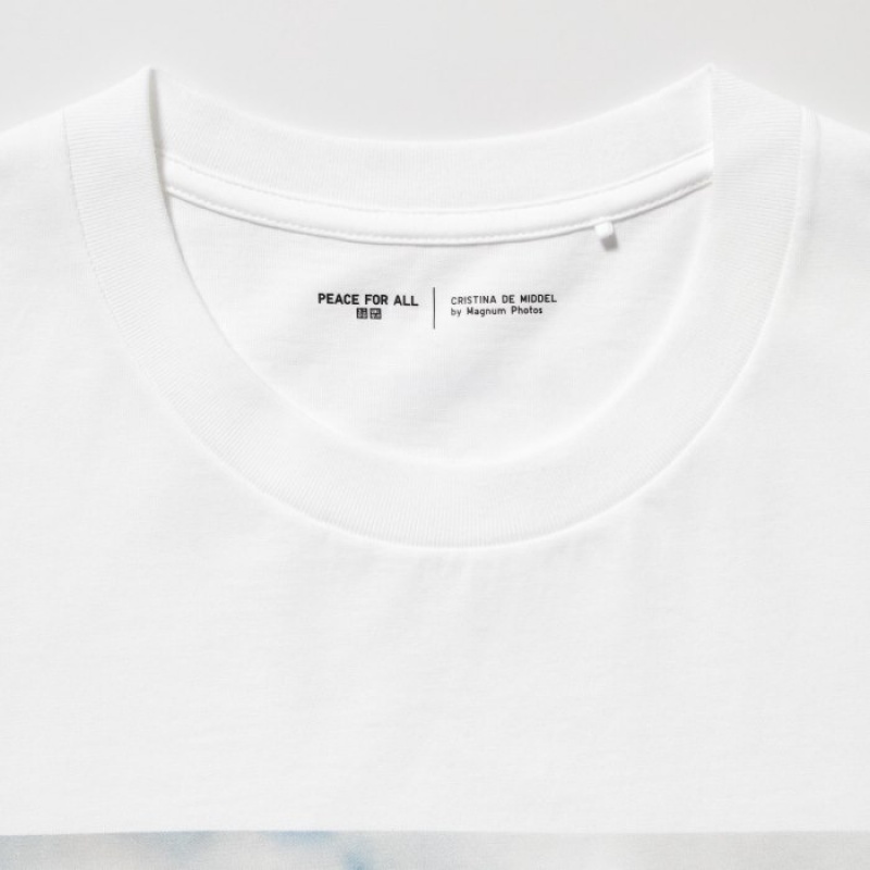T Shirts Uniqlo PEACE FOR ALL Short-Sleeve Graphic Magnum Photos Femme Blanche | 4504337