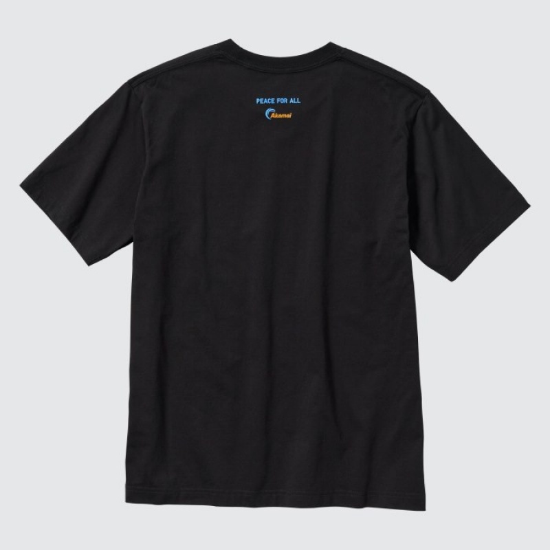 T Shirts Uniqlo PEACE FOR ALL Short-Sleeve Graphic Akamai Femme Noir | 6620910