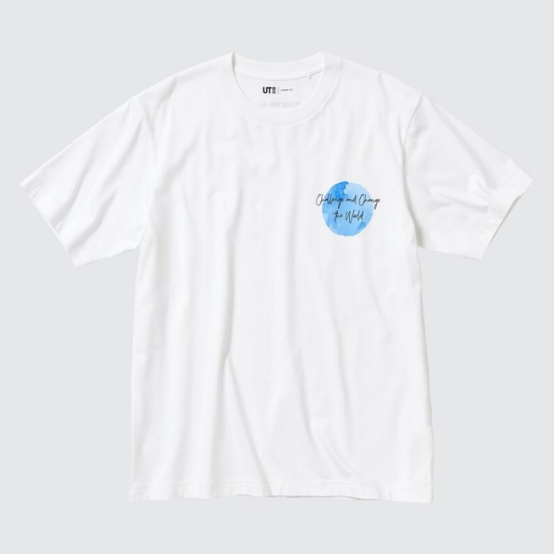 T Shirts Uniqlo PEACE FOR ALL Short-Sleeve Graphic Gordon Reid Femme Blanche | 8826167