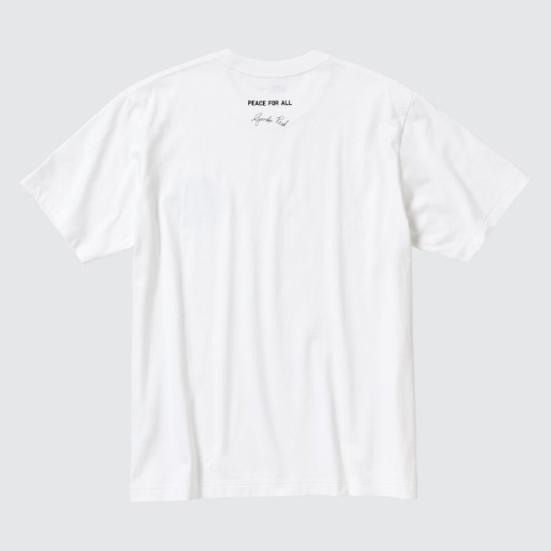 T Shirts Uniqlo PEACE FOR ALL Short-Sleeve Graphic Gordon Reid Femme Blanche | 8826167