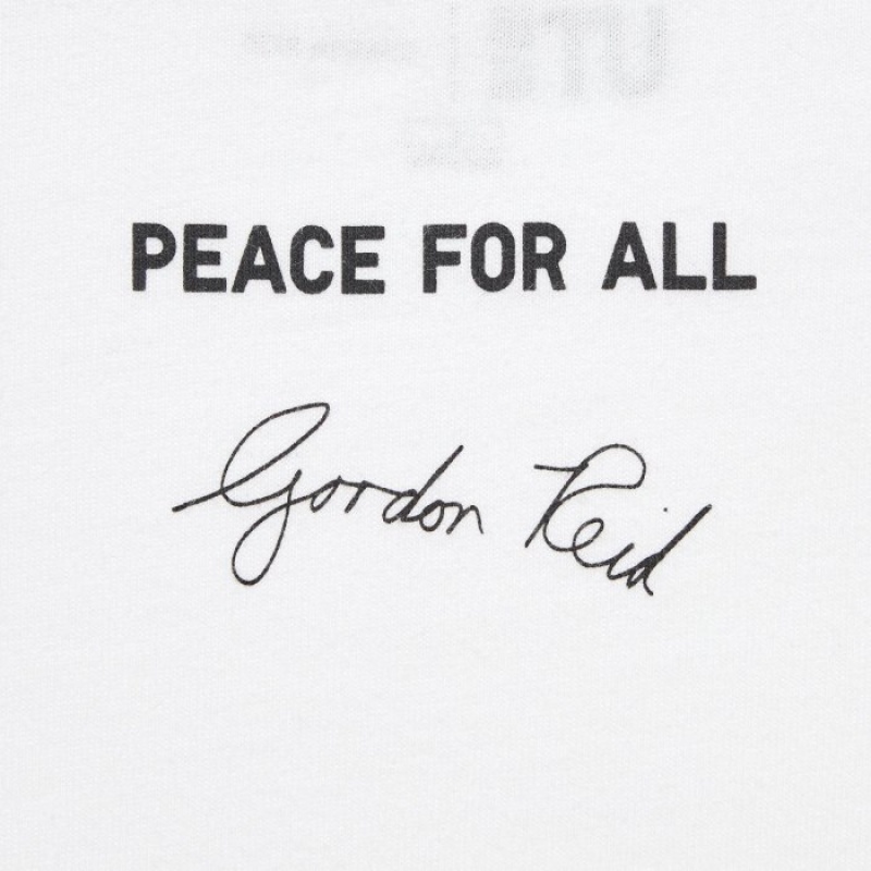 T Shirts Uniqlo PEACE FOR ALL Short-Sleeve Graphic Gordon Reid Femme Blanche | 8826167