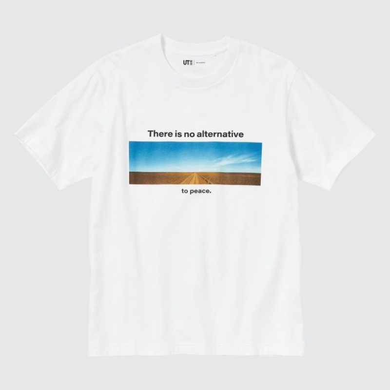 T Shirts Uniqlo PEACE FOR ALL Short-Sleeve Graphic Wim Wenders Femme Blanche | 1718539
