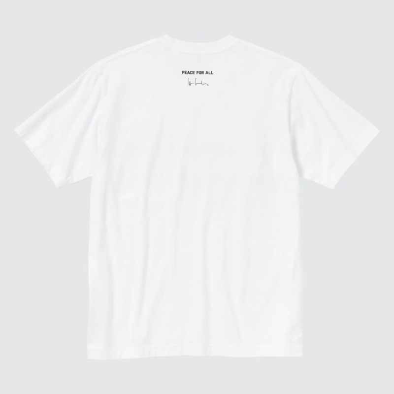 T Shirts Uniqlo PEACE FOR ALL Short-Sleeve Graphic Wim Wenders Femme Blanche | 1718539