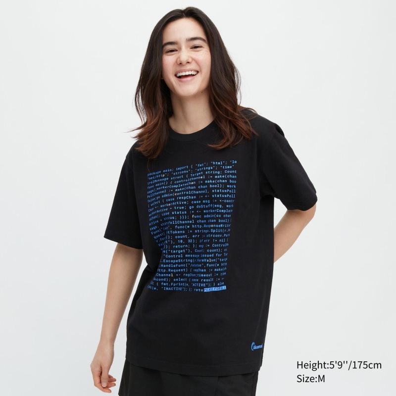 T Shirts Uniqlo Peace For All Akamai Short-sleeve Graphic Homme Noir | 3649700