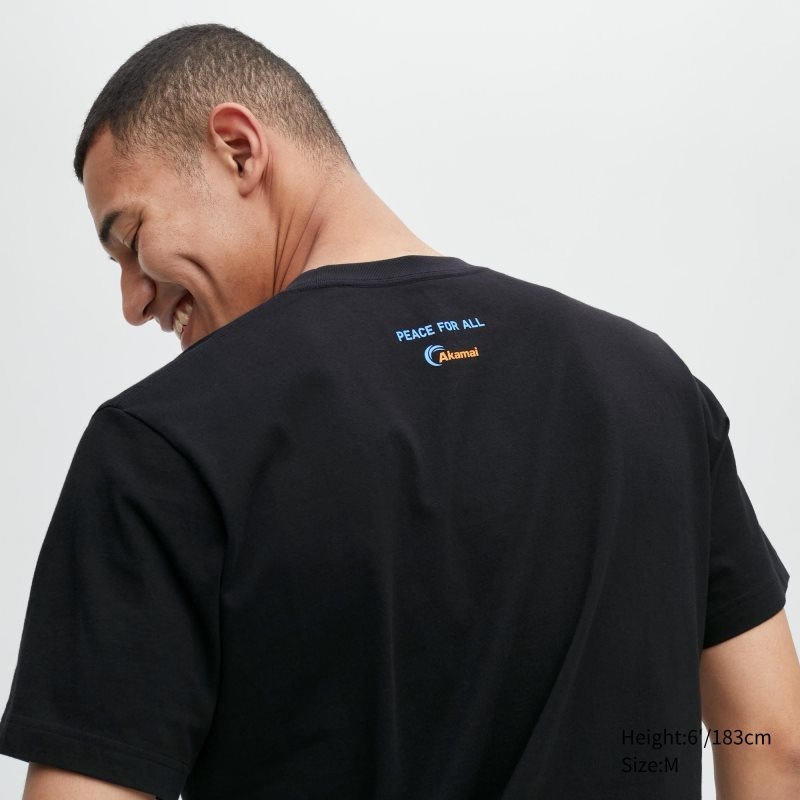 T Shirts Uniqlo Peace For All Akamai Short-sleeve Graphic Homme Noir | 3649700