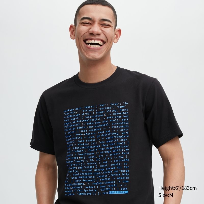 T Shirts Uniqlo Peace For All Akamai Short-sleeve Graphic Homme Noir | 3649700