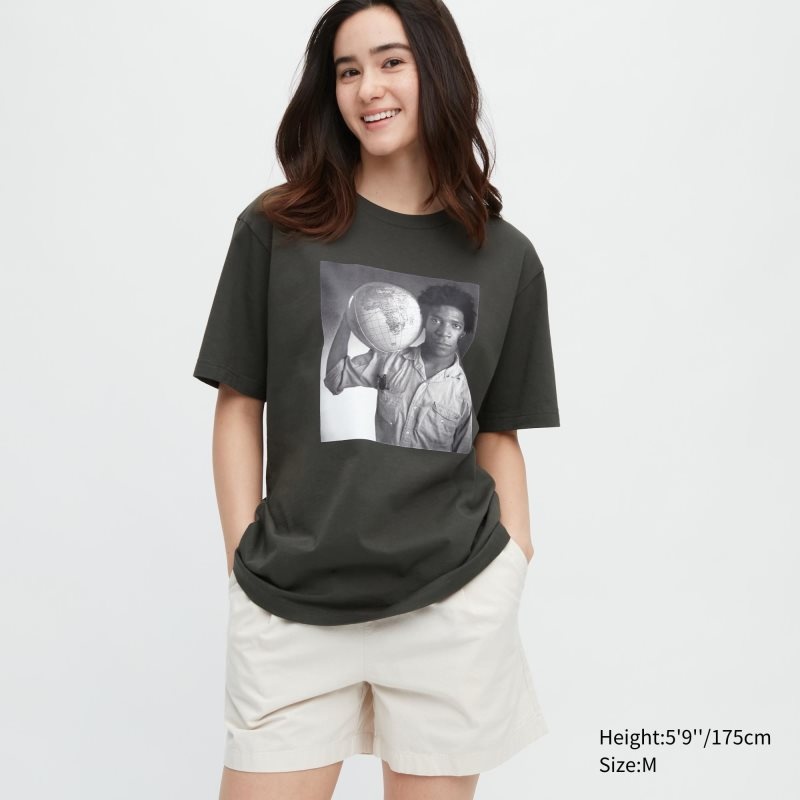 T Shirts Uniqlo Peace For All Basquiat Short-sleeve Graphic Homme Grise | 6636380