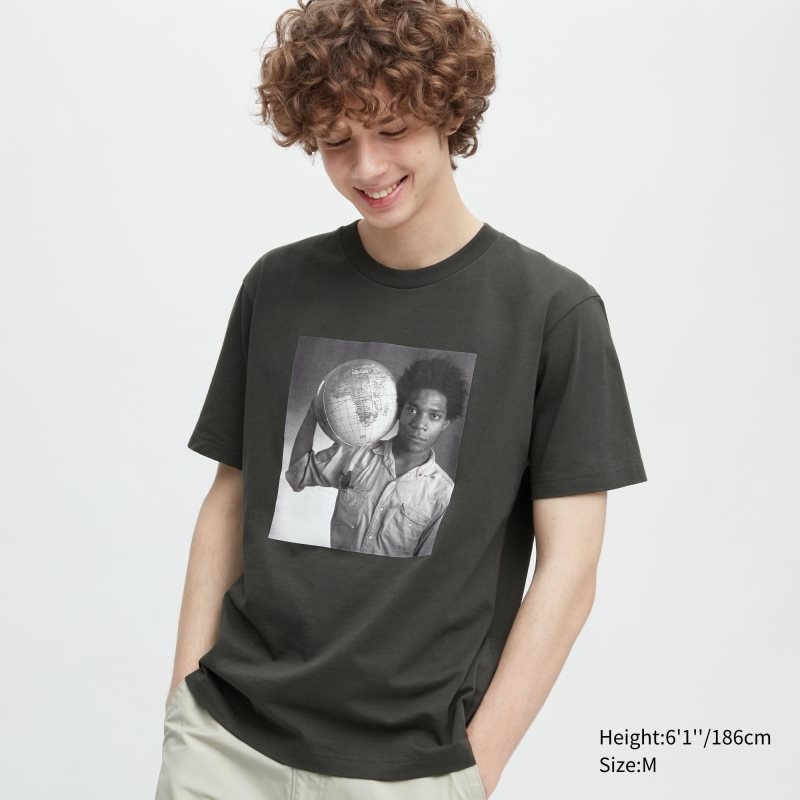T Shirts Uniqlo Peace For All Basquiat Short-sleeve Graphic Homme Grise | 6636380
