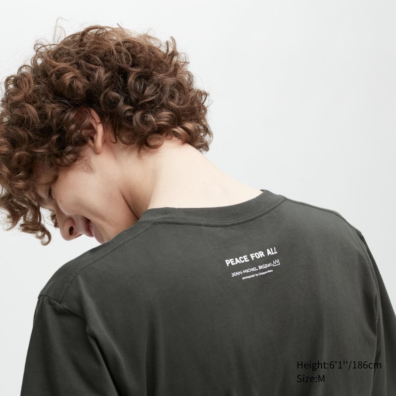 T Shirts Uniqlo Peace For All Basquiat Short-sleeve Graphic Homme Grise | 6636380