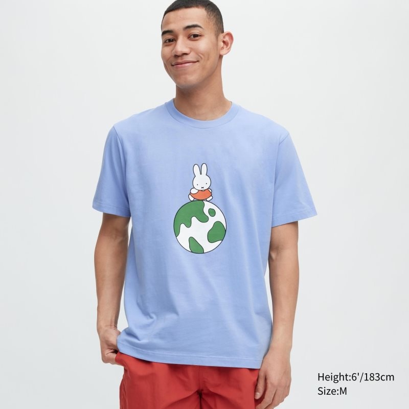 T Shirts Uniqlo Peace For All Dick Bruna Short-sleeve Graphic Homme Bleu | 2874678