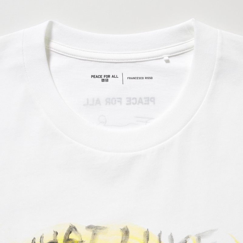 T Shirts Uniqlo Peace For All Francesco Risso Short-sleeve Graphic Homme Blanche | 7186410