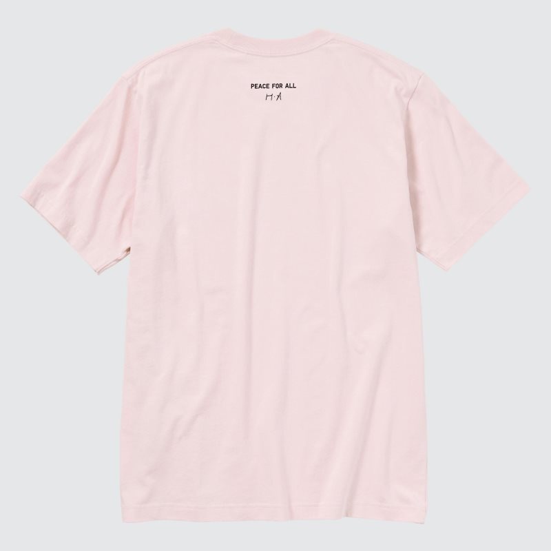 T Shirts Uniqlo Peace For All Haruka Ayase Short-sleeve Graphic Homme Rose | 6714034