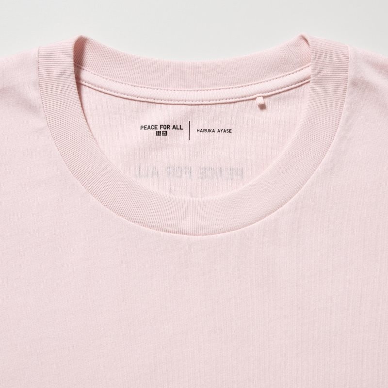 T Shirts Uniqlo Peace For All Haruka Ayase Short-sleeve Graphic Homme Rose | 6714034