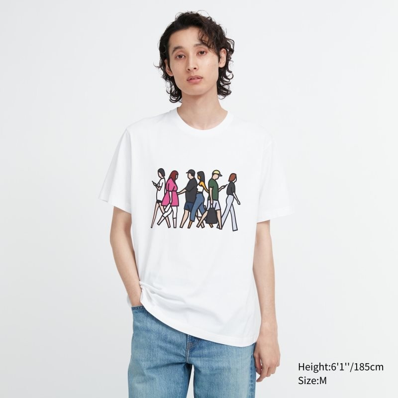 T Shirts Uniqlo Peace For All Julian Opie Short-sleeve Graphic Homme Blanche | 3981640