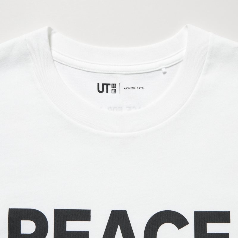 T Shirts Uniqlo Peace For All Kashiwa Sato Short-sleeve Graphic Homme Blanche | 9293974