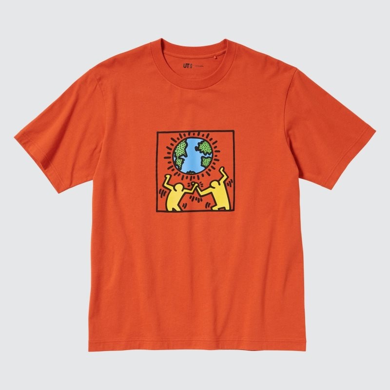 T Shirts Uniqlo Peace For All Keith Haring Short-sleeve Graphic Homme Orange | 9824144