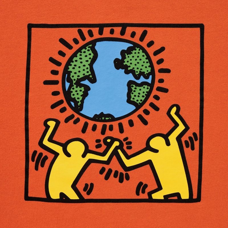 T Shirts Uniqlo Peace For All Keith Haring Short-sleeve Graphic Homme Orange | 9824144