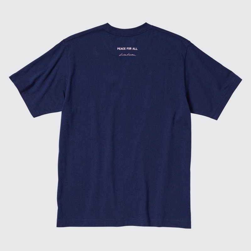 T Shirts Uniqlo Peace For All Lisa Larson Short-sleeve Graphic Homme Bleu Marine | 7271539