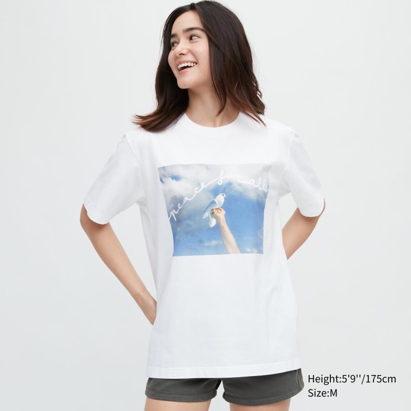 T Shirts Uniqlo Peace For All Magnum Photos Short-sleeve Graphic Homme Blanche | 7236922