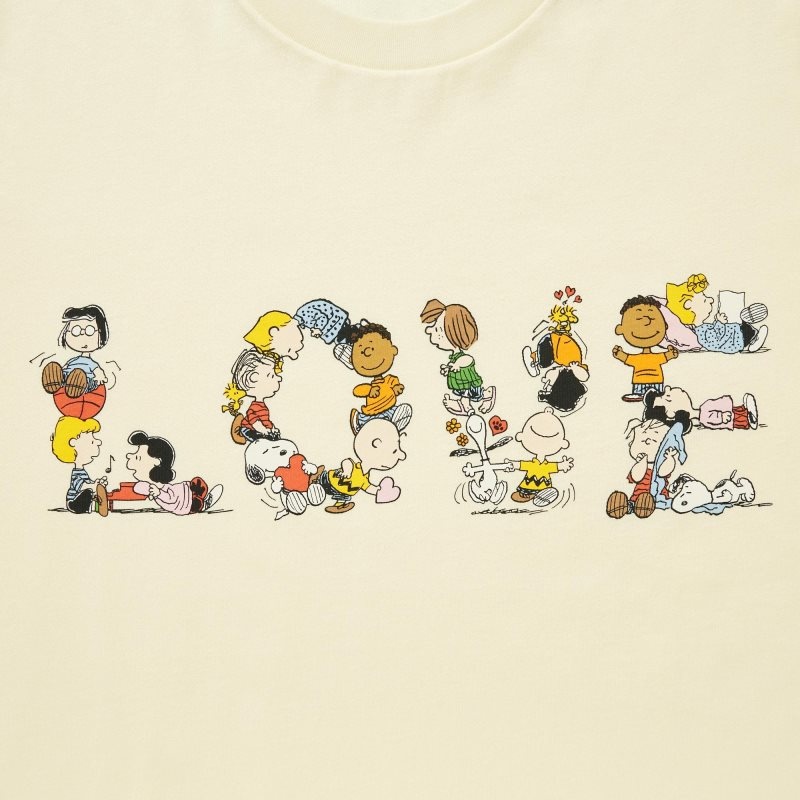 T Shirts Uniqlo Peace For All Peanuts Short-sleeve Graphic Homme Jaune | 6565337