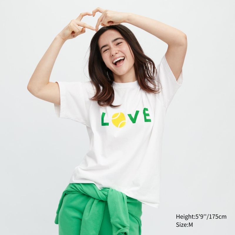 T Shirts Uniqlo Peace For All Roger Federer Short-sleeve Graphic Homme Blanche | 618934
