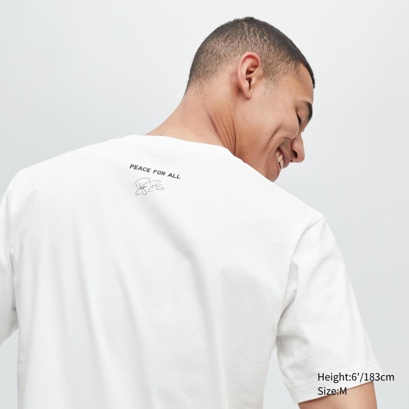 T Shirts Uniqlo Peace For All Roger Federer Short-sleeve Graphic Homme Blanche | 618934