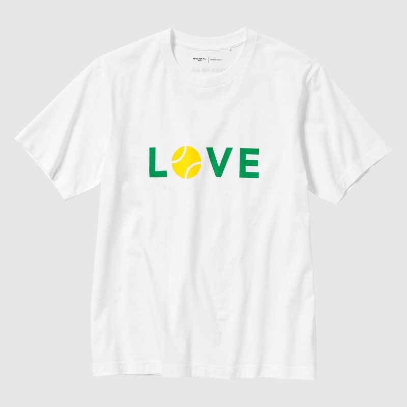 T Shirts Uniqlo Peace For All Roger Federer Short-sleeve Graphic Homme Blanche | 618934