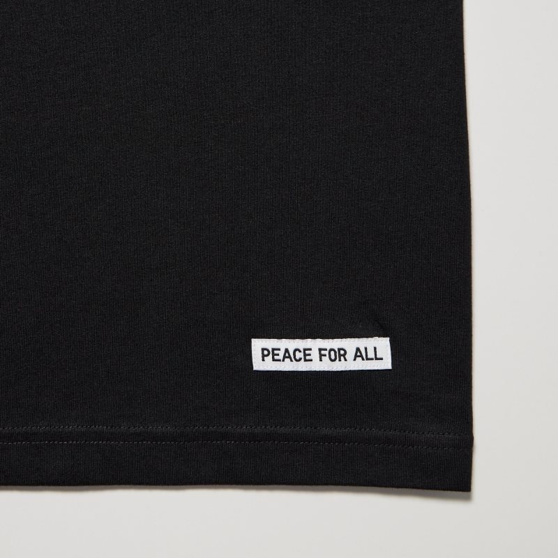 T Shirts Uniqlo Peace For All Shingo Kunieda Short Sleeve Graphic Homme Noir | 5102136