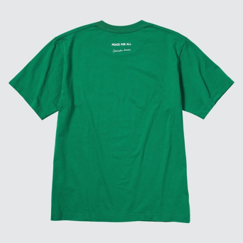 T Shirts Uniqlo Peace For All Short-sleeve Graphic Christophe Lemaire Femme Vert | 2761392